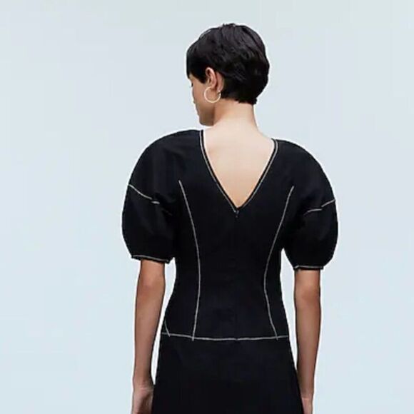 Madewell  Puff-Sleeve Drop-Waist Midi Dress size 6 NWT - Picture 4 of 14